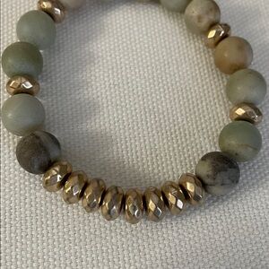 Soft Cream and blue Beaded Bracelet